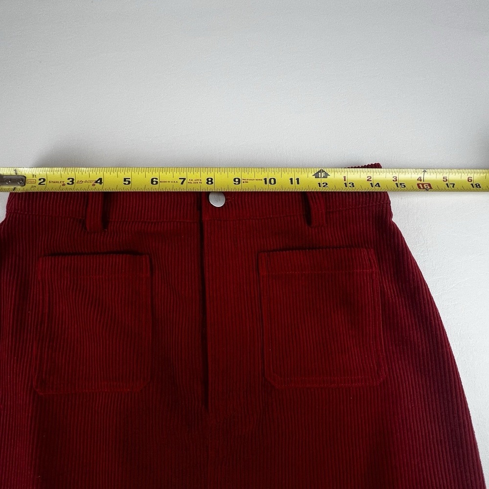 Double Zero Cordurory Red Womens Skirt Size Small Striped Zipper And Pockets - Picture 9 of 10